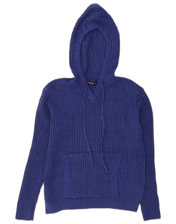 Marks & Spencer Damski sweter z kapturem, UK 14, średni niebieski poliester