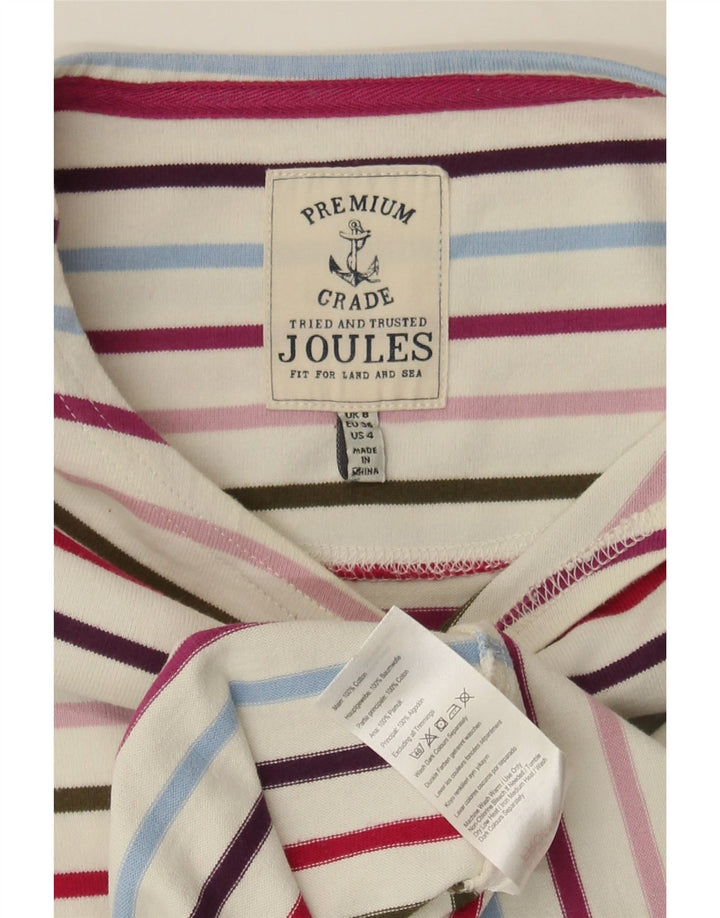 JOULES Womens Top Long Sleeve UK 8 Small White Striped Cotton Vintage Joules and Second-Hand Joules from Messina Hembry 