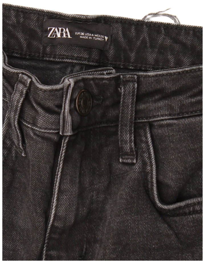 Damskie proste dżinsy ZARA z wysokim stanem EU 36 XS W26 L27 czarne