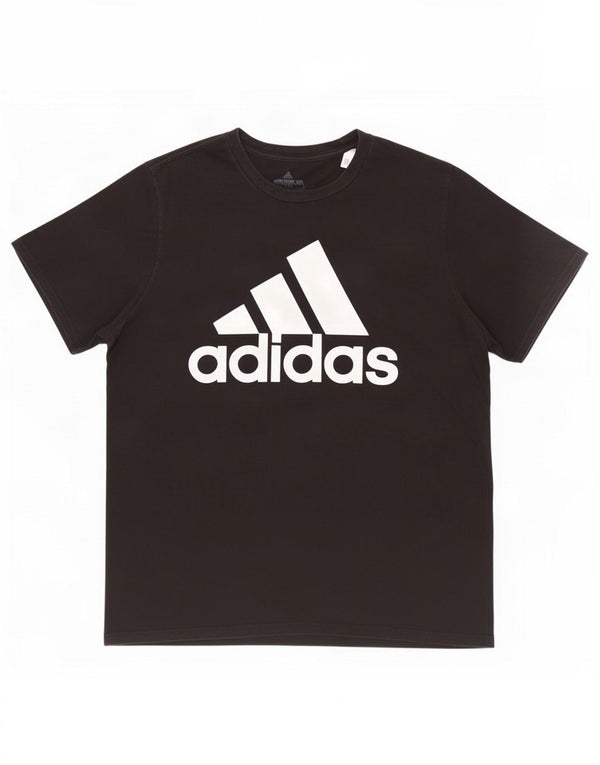 Męska koszulka z grafiką Adidas, duża, czarna, bawełniana