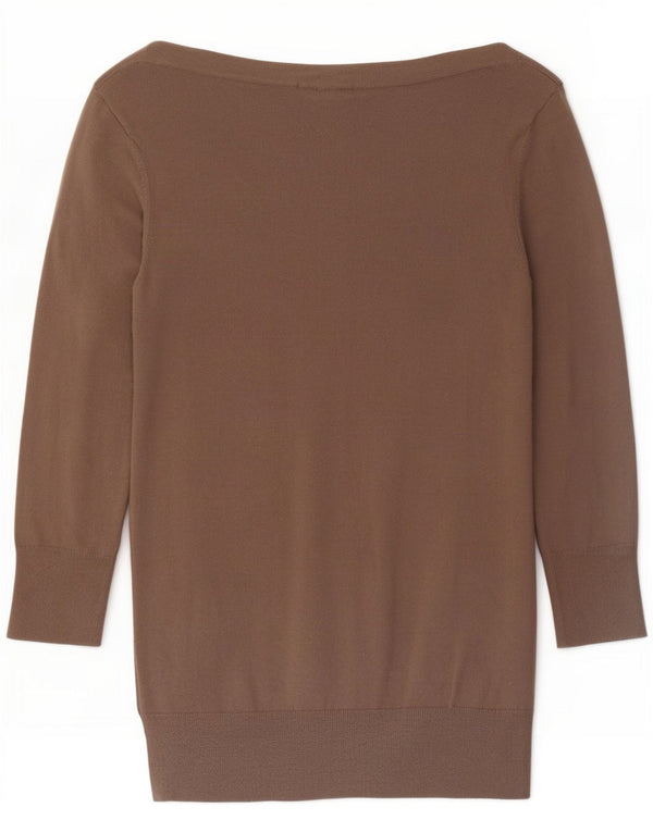 Damski sweter Gap z rękawem 3/4 i dekoltem w łódkę, UK 10, mały, brązowy, bawełniany