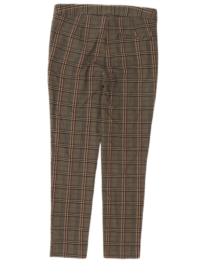Spodnie damskie Zara Slim Chino, średnie W28 L27, brązowa kratka
