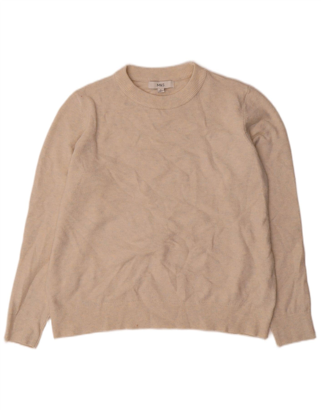 Sweter damski Marks & Spencer z okrągłym dekoltem, UK 14, średni beż nakrapiany