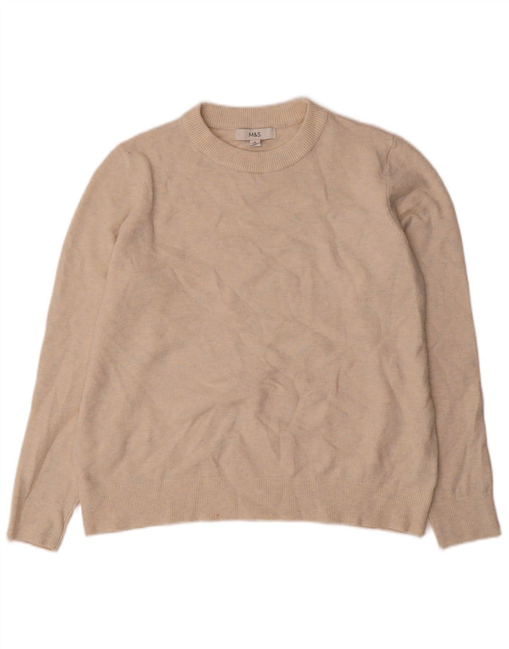 Sweter damski Marks & Spencer z okrągłym dekoltem, UK 14, średni beż nakrapiany