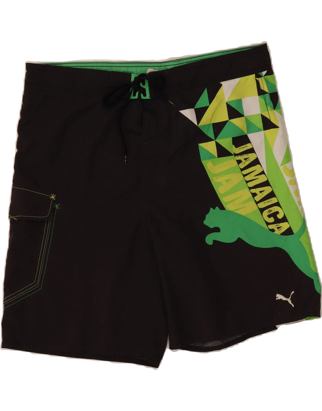 PUMA Mens Graphic Swimwear Large  Black Polyester Vintage Puma and Second-Hand Puma from Messina Hembry 