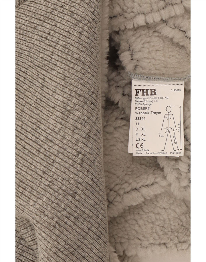 Męska bluza typu Sherpa z zamkiem błyskawicznym FHB XL Szary poliester