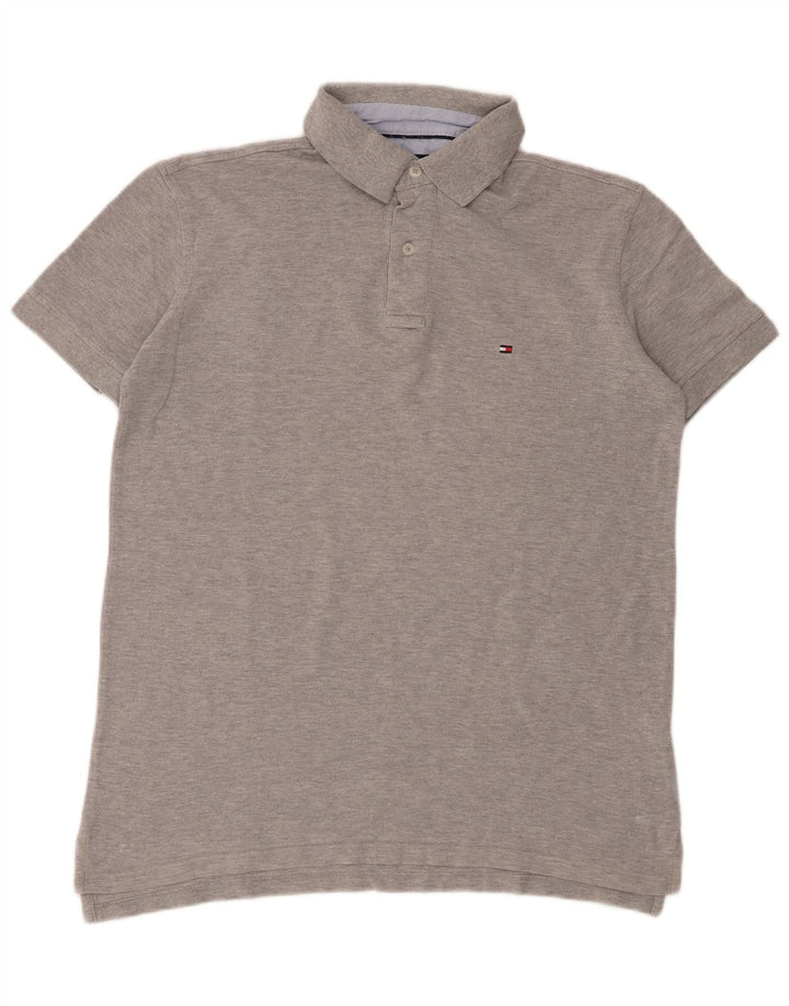Męska koszulka polo Tommy Hilfiger Średnioszara bawełniana w plamki