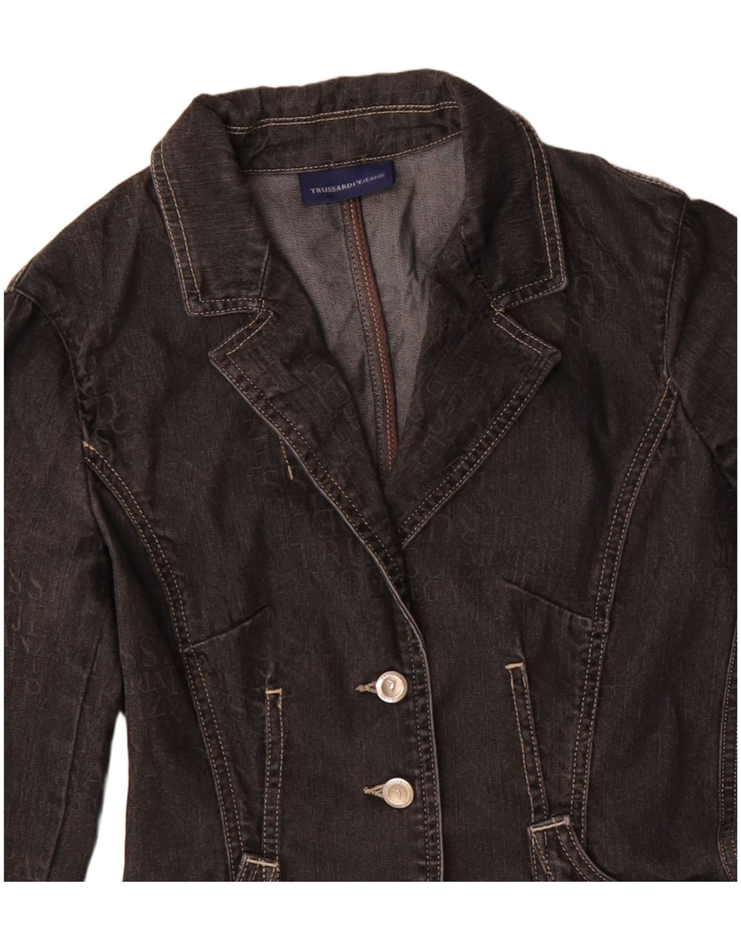Damska marynarka dżinsowa TRUSSARDI JEANS zapinana na 3 guziki IT 40, mała czarna
