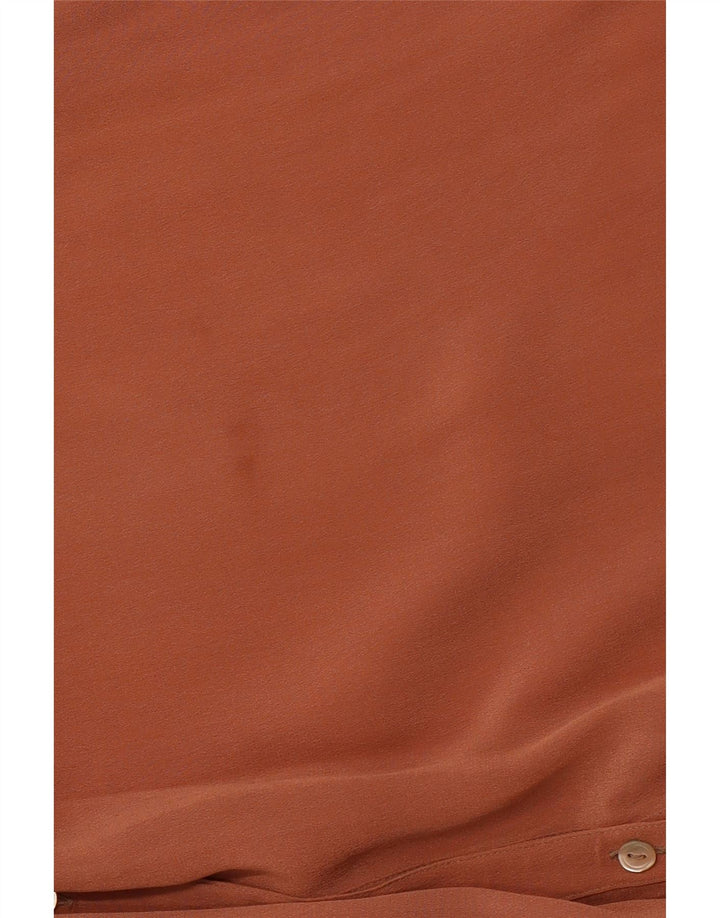 Damska bluzka koszulowa o luźnym kroju VINTAGE z długim rękawem IT 46, duża brązowa