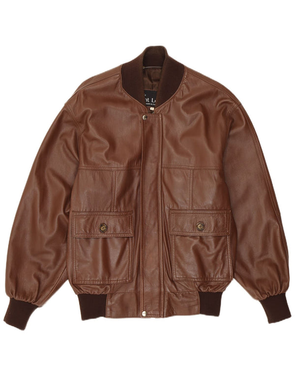 Męska kurtka skórzana VINTAGE UK 36 Mała brązowa skóra