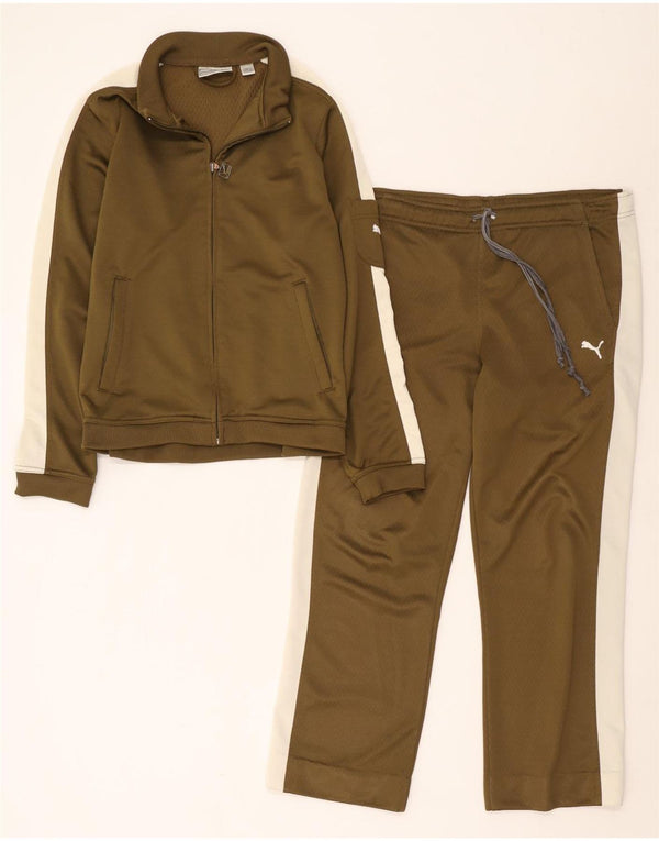 Damski pełny dres Puma UK 12, średni khaki, poliester z blokami kolorów