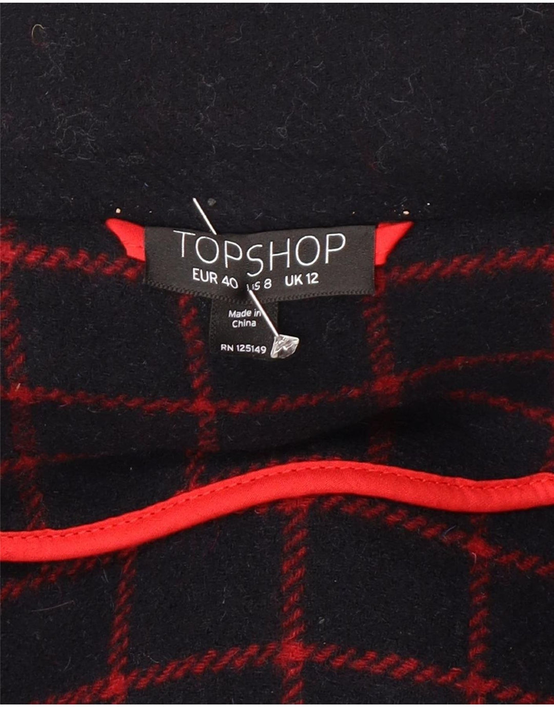 Damski płaszcz z kapturem i kapturem Topshop UK 12 Średni granatowy wełniany