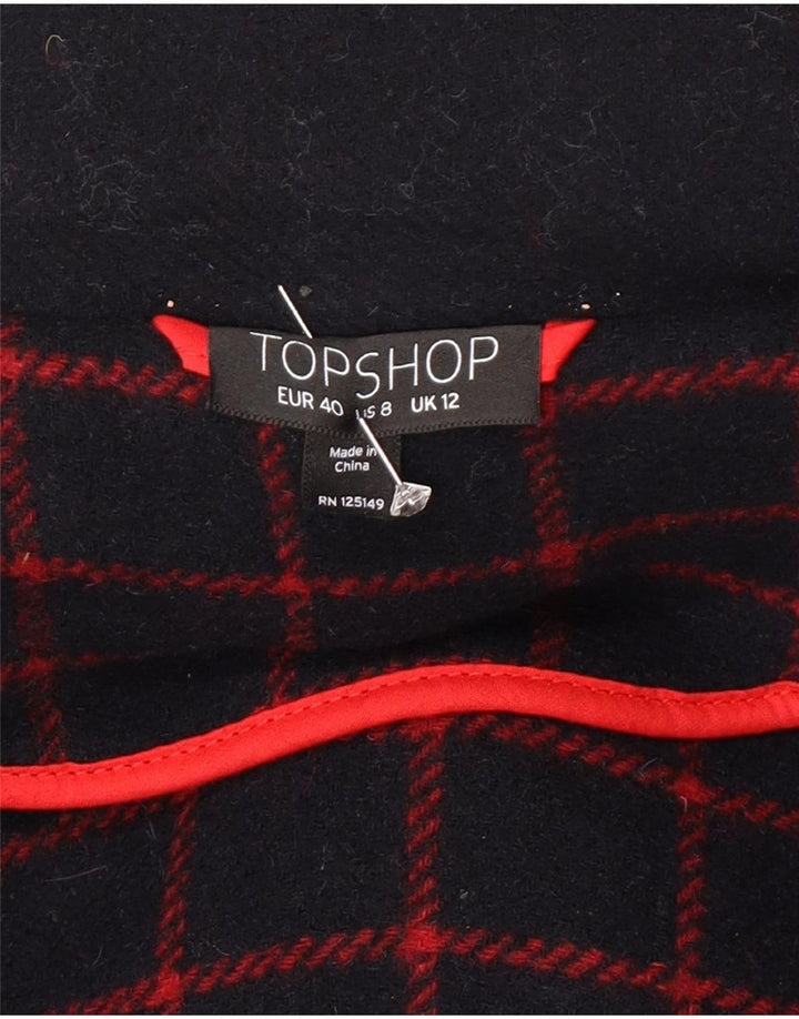 Damski płaszcz z kapturem i kapturem Topshop UK 12 Średni granatowy wełniany