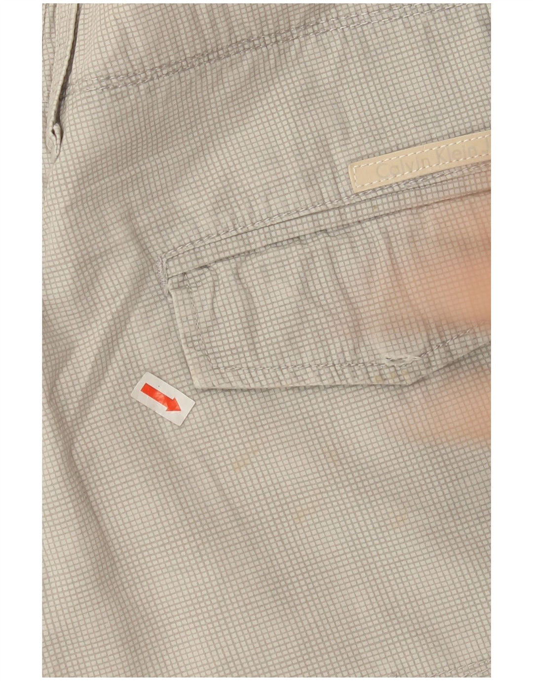 CALVIN KLEIN Mens Cargo Shorts W33 Medium  Grey Check Cotton