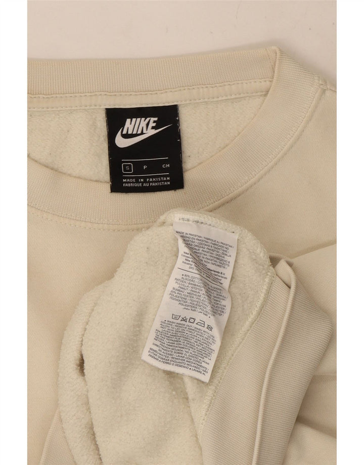 Damski sweter typu Crop Oversize NIKE, UK 10, mały, z białej bawełny