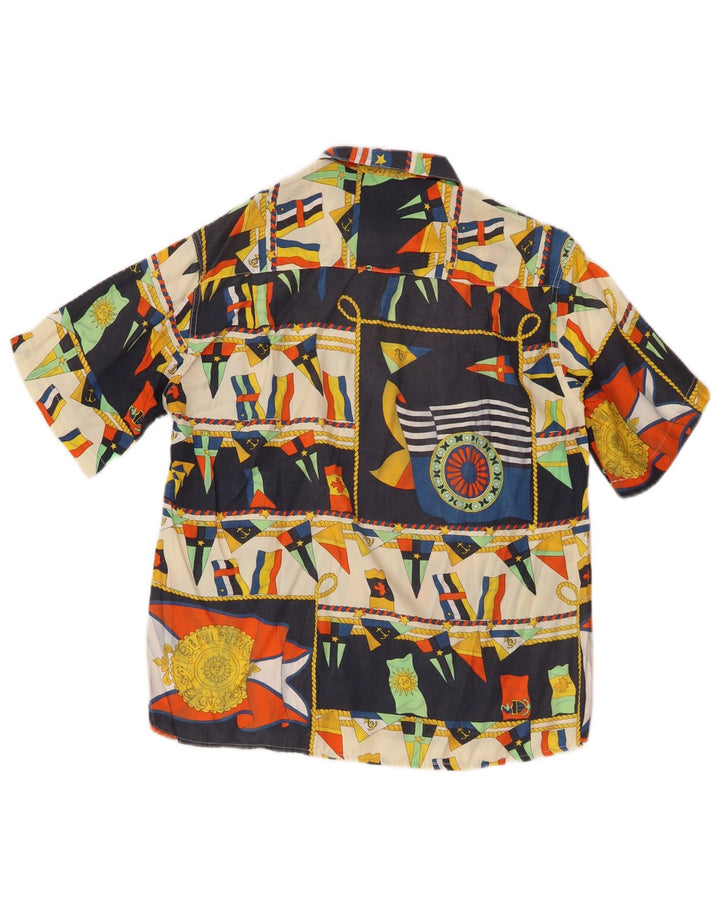 Koszula męska z krótkim rękawem w stylu vintage, abstrakcyjny wzór, mała, wielobarwna