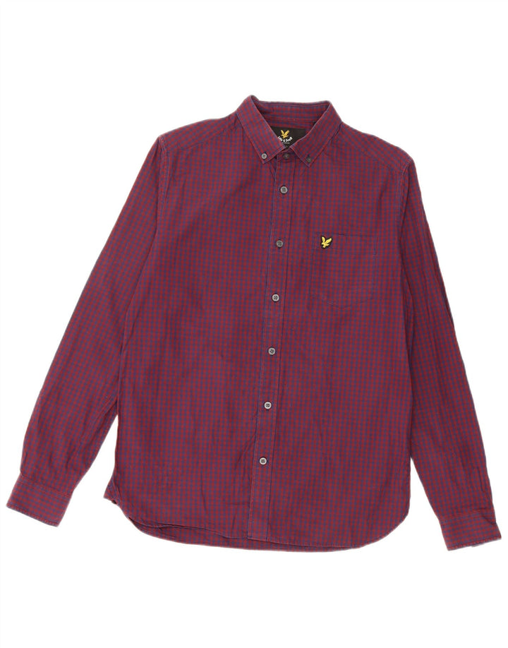 Koszula męska Lyle & Scott, mała, bordowa, bawełniana w kratkę