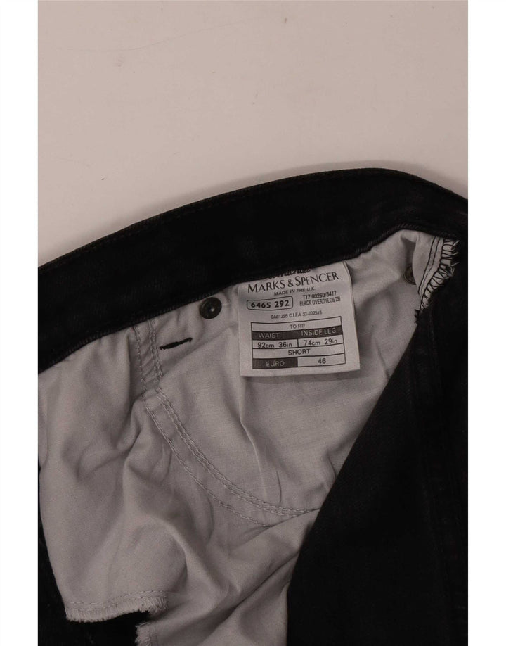 Marks & Spencer Męskie proste dżinsy W36 L29 Czarne bawełniane