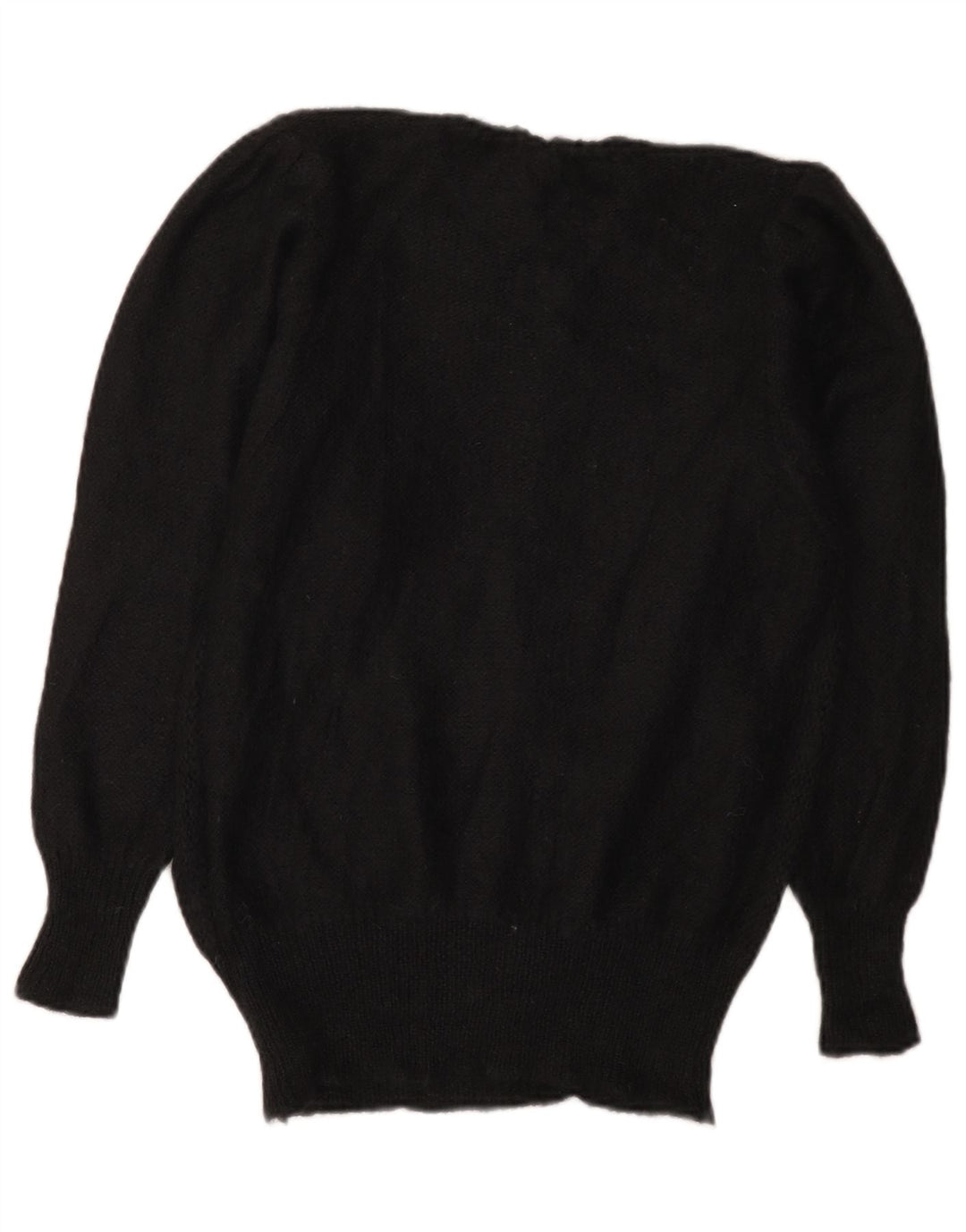 Sweter damski w stylu vintage z okrągłym dekoltem IT 44, średni czarny