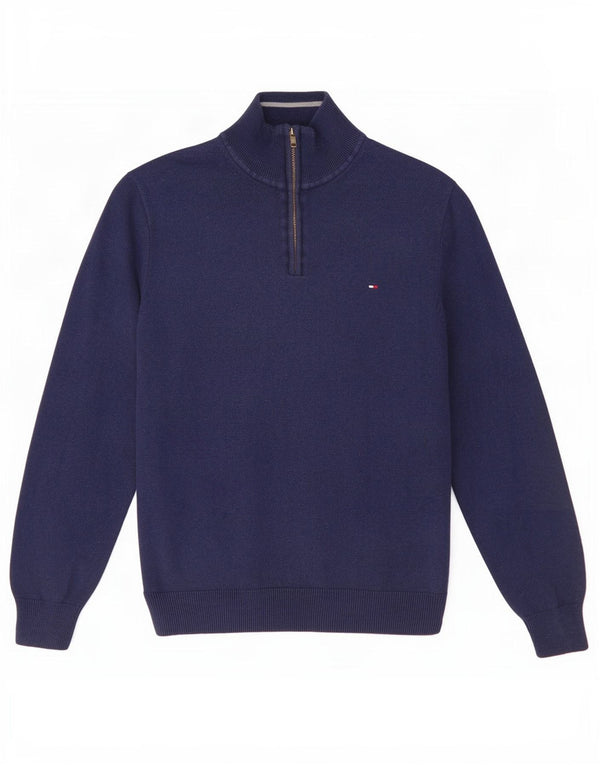 Damski sweter zapinany na zamek Tommy Hilfiger UK 16, duży, granatowy, bawełniany