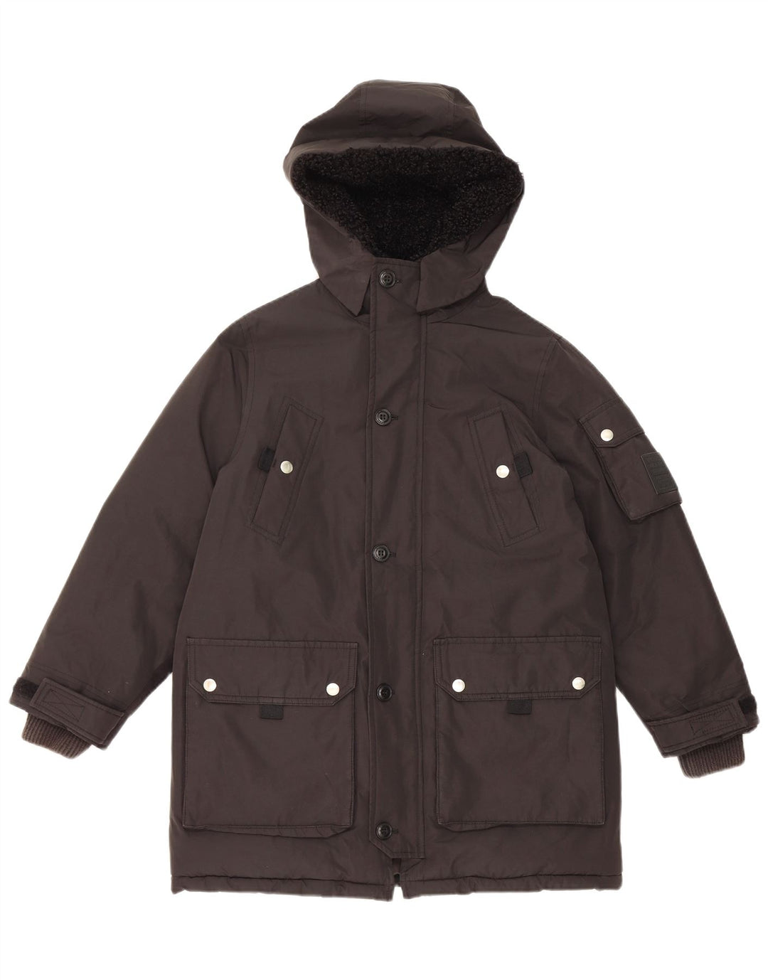 Damska kurtka parka z kapturem Diesel UK 10, mała, czarna, poliester