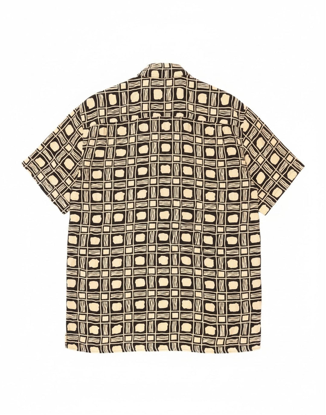 Koszula męska z krótkim rękawem w stylu vintage, duża, czarna, geometryczna