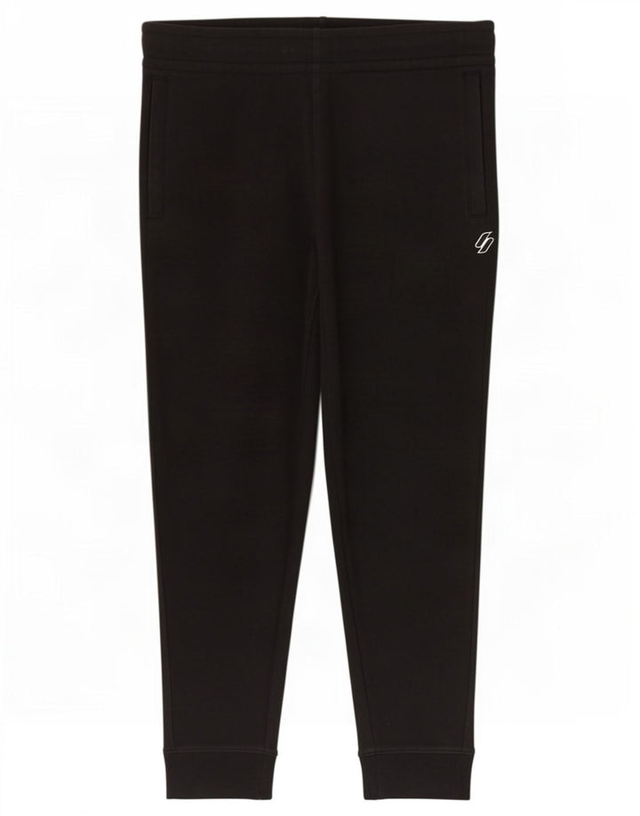 Męskie spodnie dresowe Superdry Joggery, średnia czarna bawełna