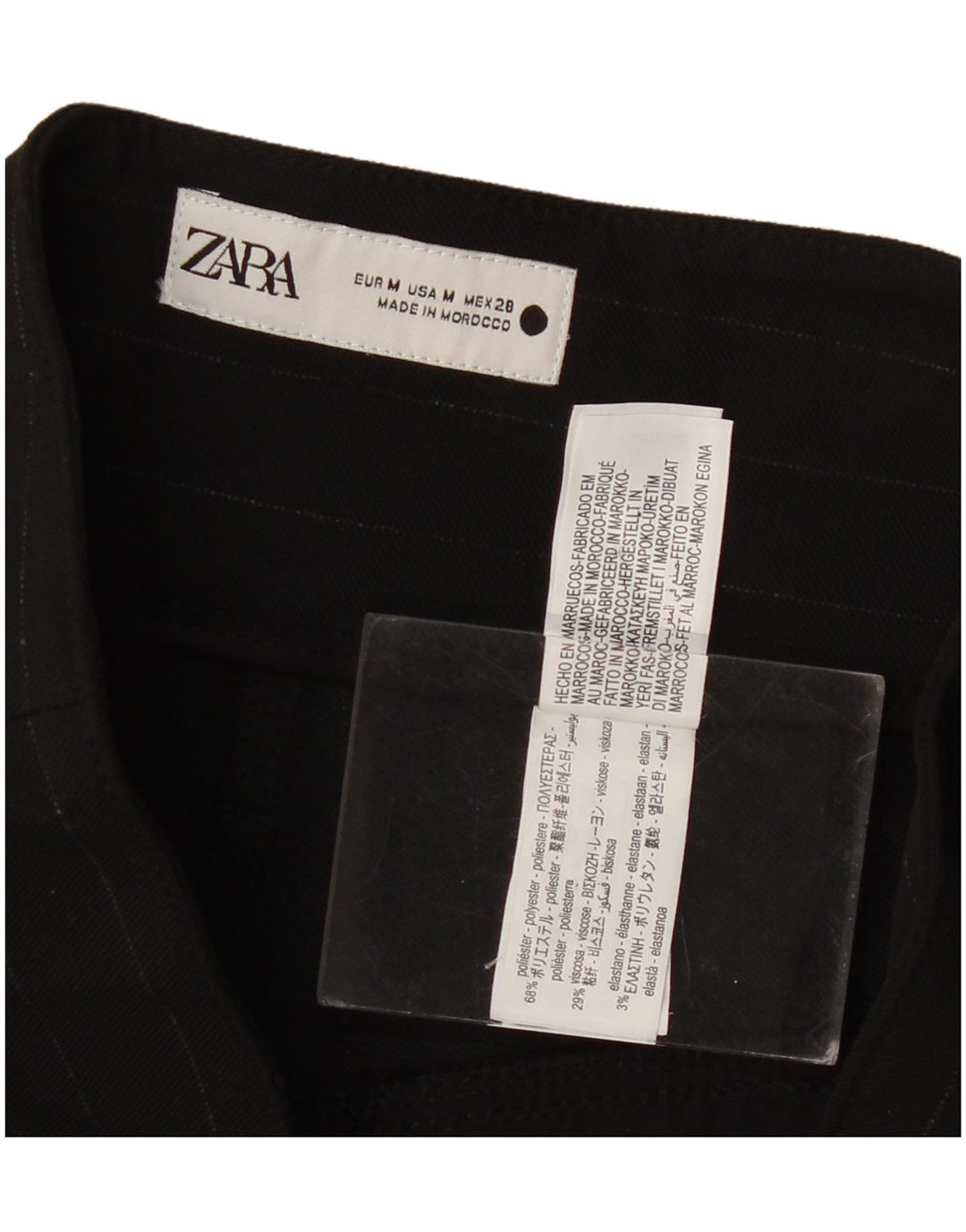 Damskie bermudy Zara z szerokimi nogawkami i wysokim stanem, średnie W28, czarne prążki