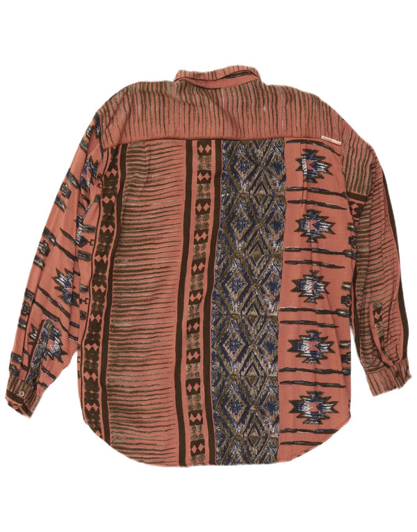 Koszula męska VINTAGE, duża, różowa, geometryczna