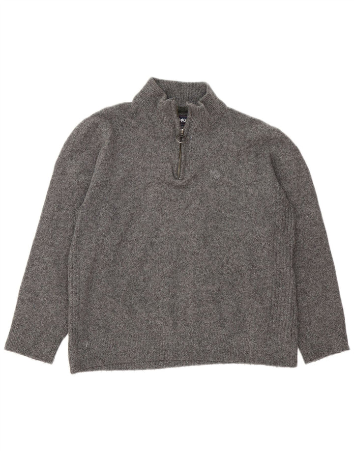 Sweter damski Barbour z zamkiem błyskawicznym UK 16, duży, szary, wełniany