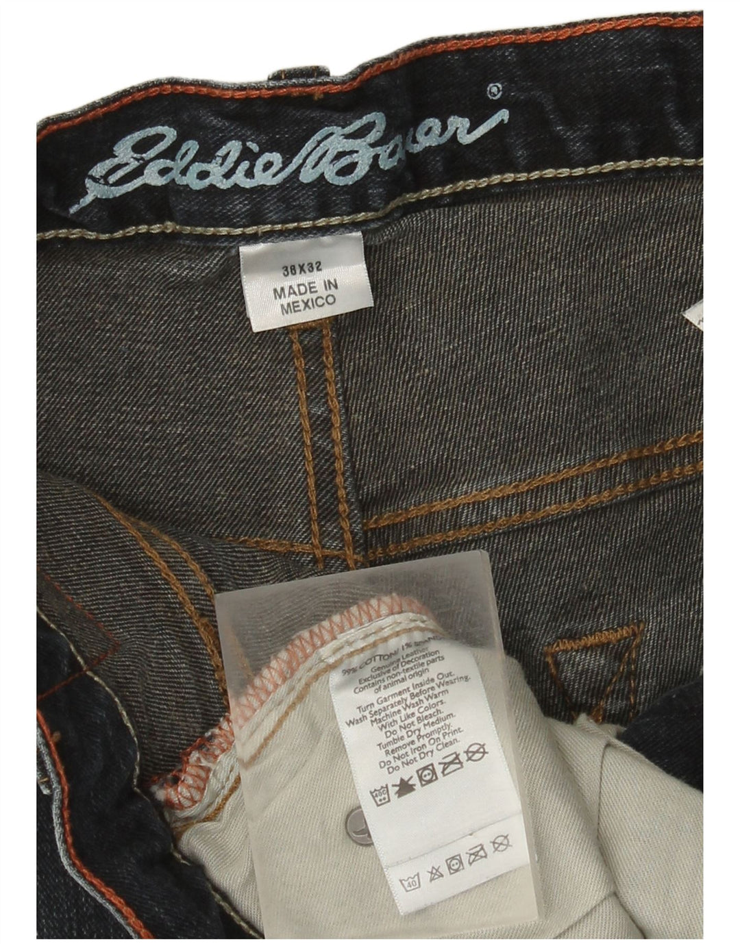 Męskie proste dżinsy Eddie Bauer W38 L32 Granatowa bawełna