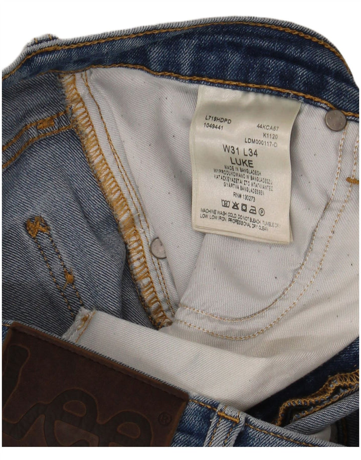 Męskie jeansy Lee Luke Tapered W31 L34 z niebieskiej bawełny