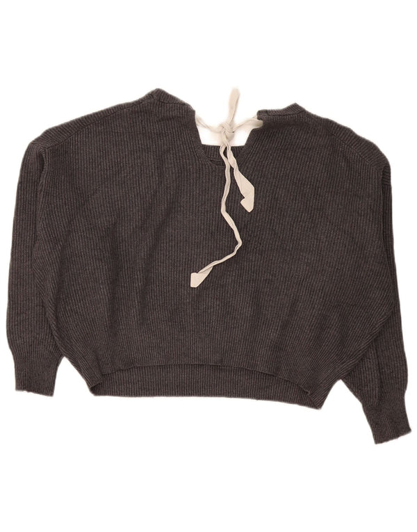 Damski sweter Zara Crop Oversize z dekoltem w łódkę UK 10 Small Grey