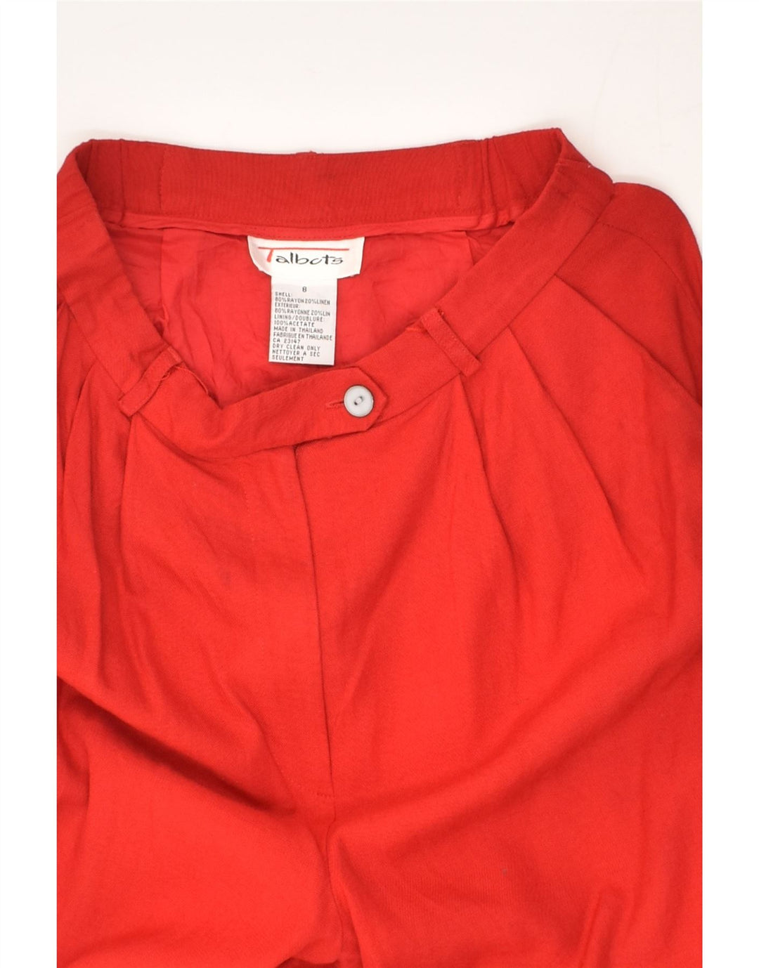 TALBOTS Womens Pegged Chino Trousers US 8 Medium W27 L30 Red Rayon | Vintage Talbots | Thrift | Second-Hand Talbots | Used Clothing | Messina Hembry 