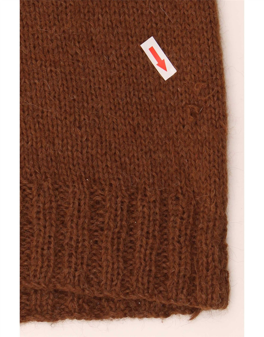 Sweter damski w stylu vintage z wywijanym dekoltem UK 12, średni brąz