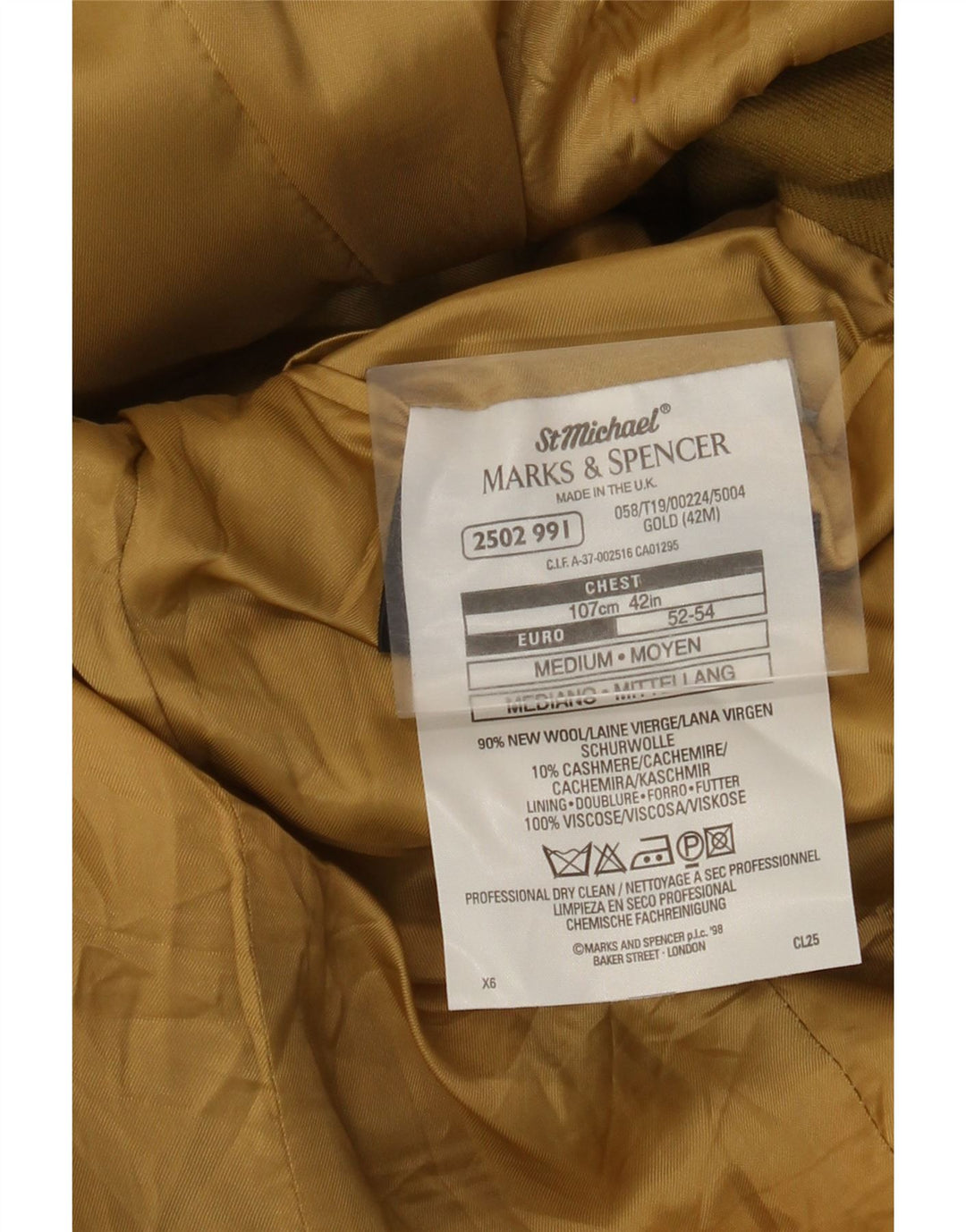 Marks & Spencer Męska marynarka zapinana na 3 guziki, UK 42 XL, wełna khaki