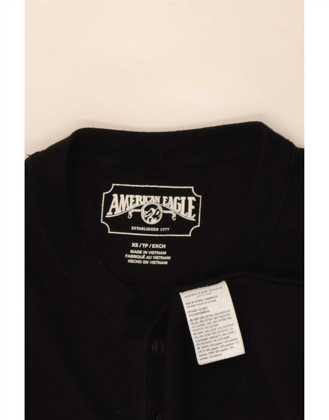 Top męski American Eagle z długim rękawem XS, czarny, bawełniany