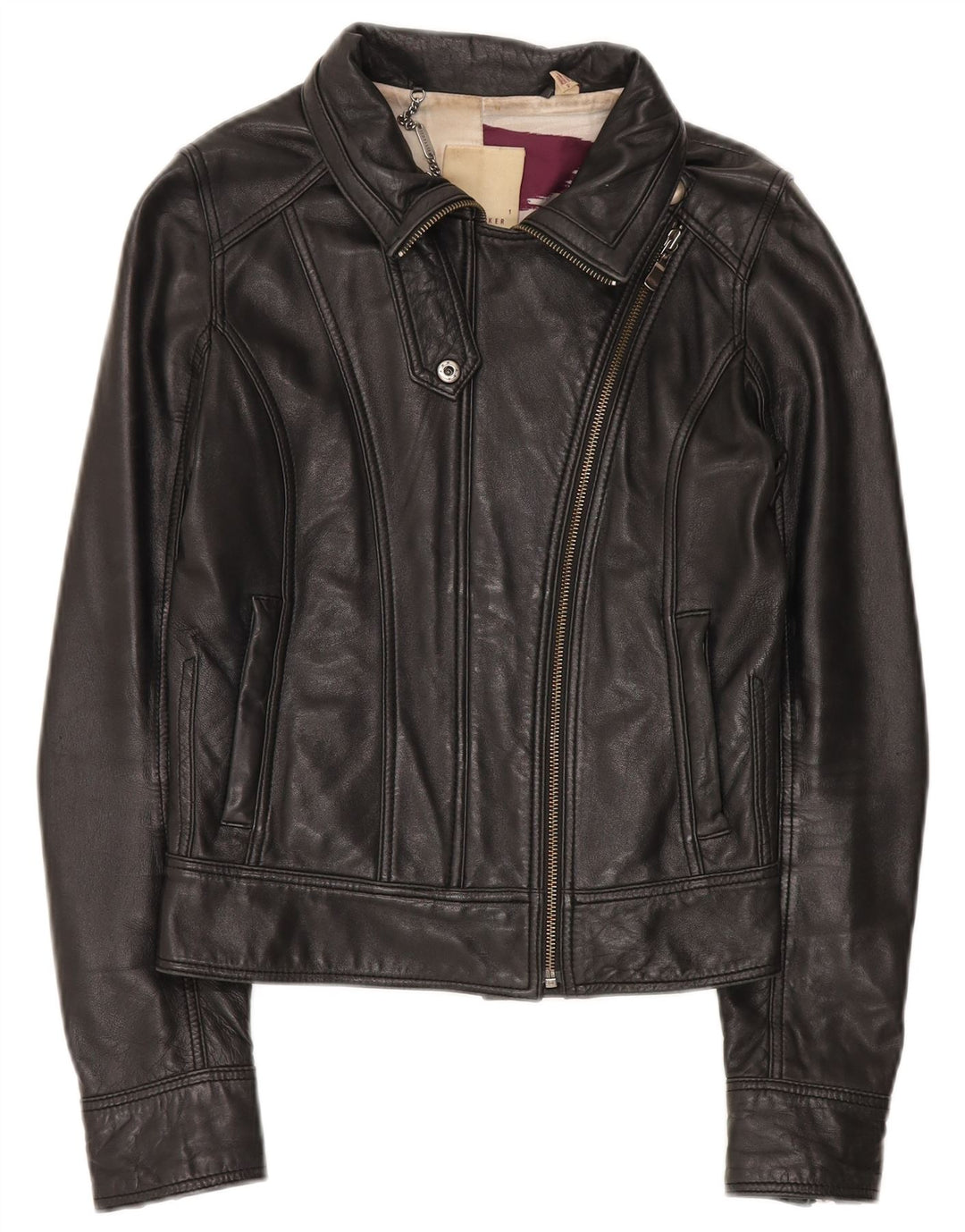 Damska kurtka motocyklowa Ted Baker, rozmiar 1, XS, czarna, skórzana
