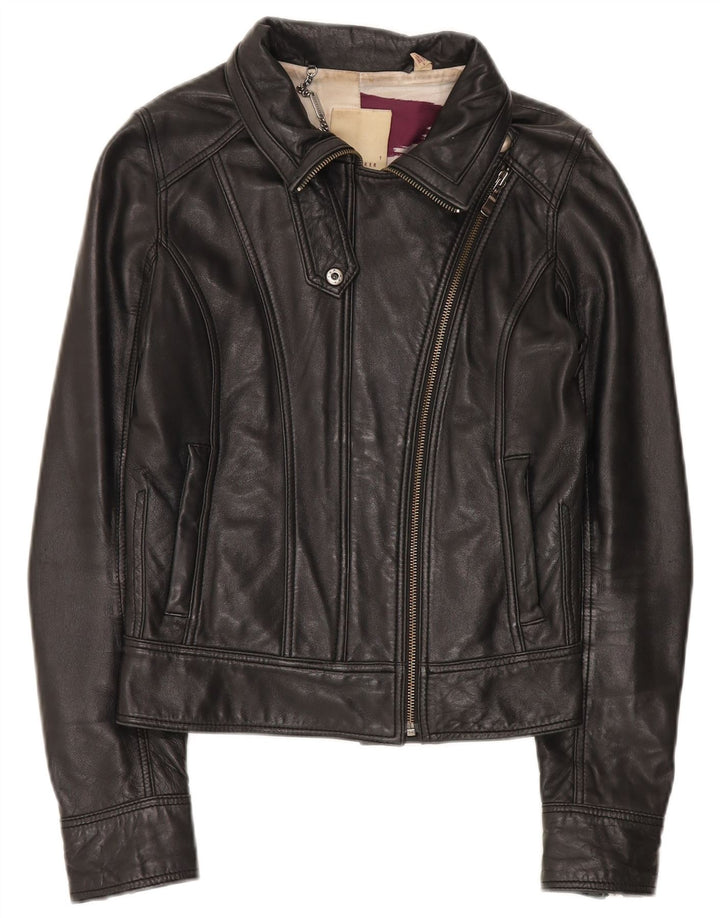 Damska kurtka motocyklowa Ted Baker, rozmiar 1, XS, czarna, skórzana