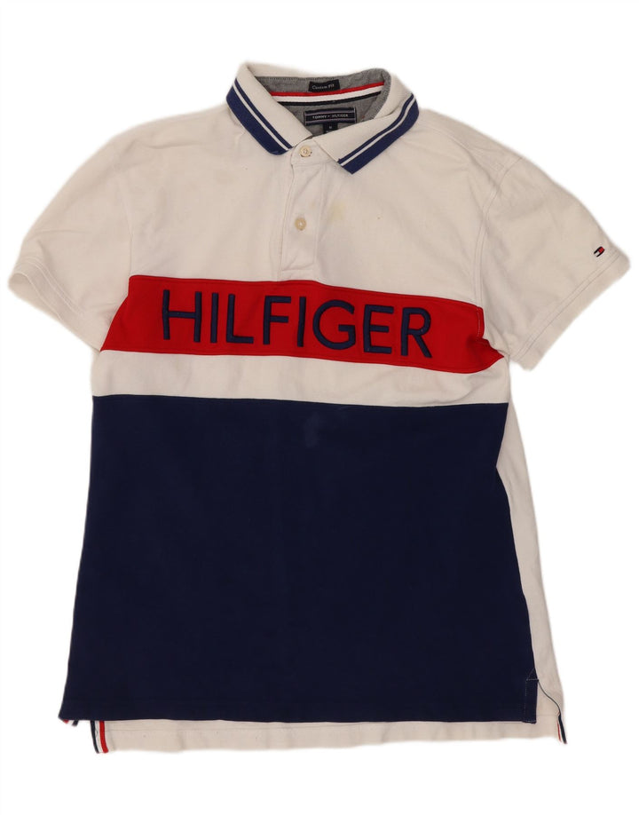 Męska koszulka polo Tommy Hilfiger z grafiką o dopasowanym kroju, w kolorze średniej bieli