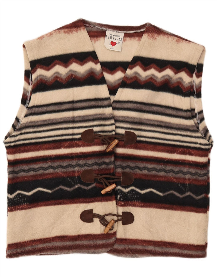 Damska kamizelka polarowa VINTAGE UK 14 w średnie wielokolorowe paski