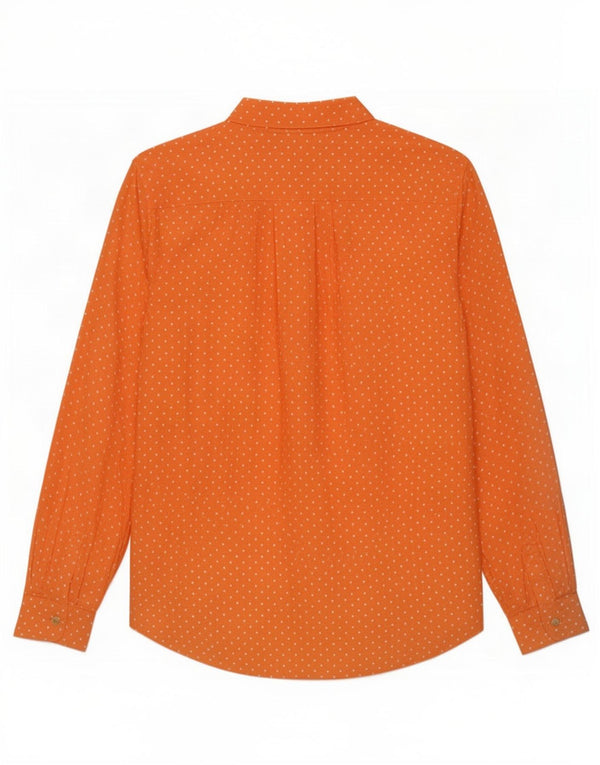 Damska bluzka koszulowa oversize w stylu vintage UK 16, duża, pomarańczowa wiskoza w cętki