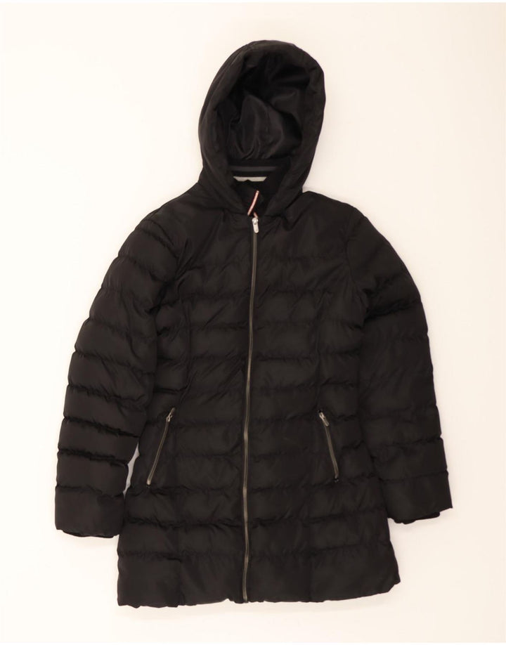 KANGOL Womens Hooded Padded Coat UK 10 Small Black Polyester Vintage Kangol and Second-Hand Kangol from Messina Hembry 