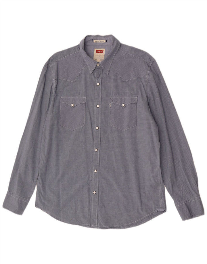 Koszula męska Levi's Slim Fit, duża, granatowa, bawełniana w kratkę