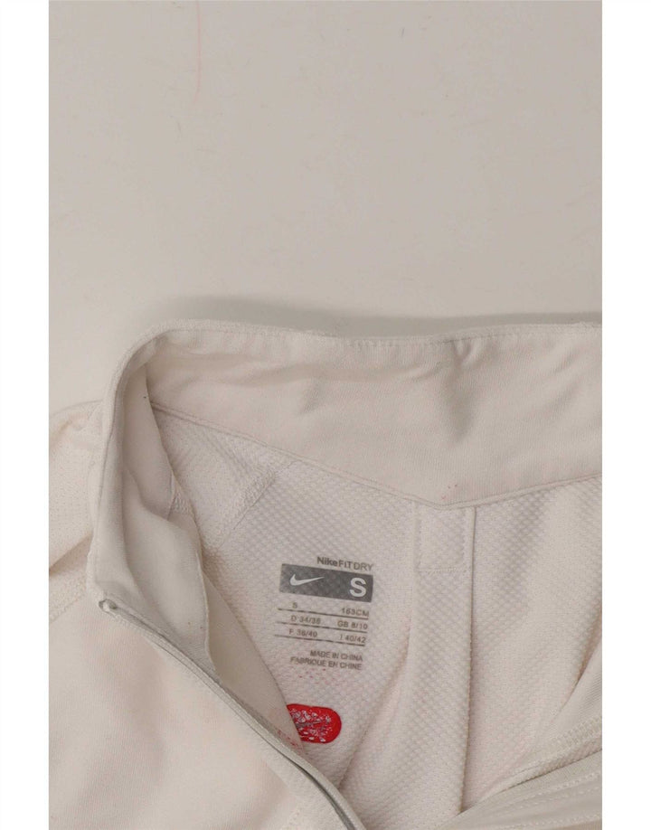 Damska koszulka z zamkiem i dekoltem Nike, z długim rękawem, UK 8/10, mała, biała