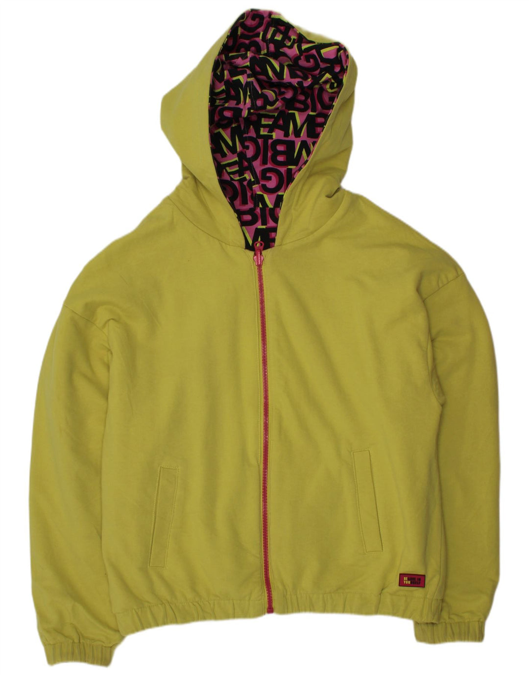 Dwustronna kurtka dziewczęca z kapturem i grafiką VINTAGE 11-12 lat, różowa, bawełniana