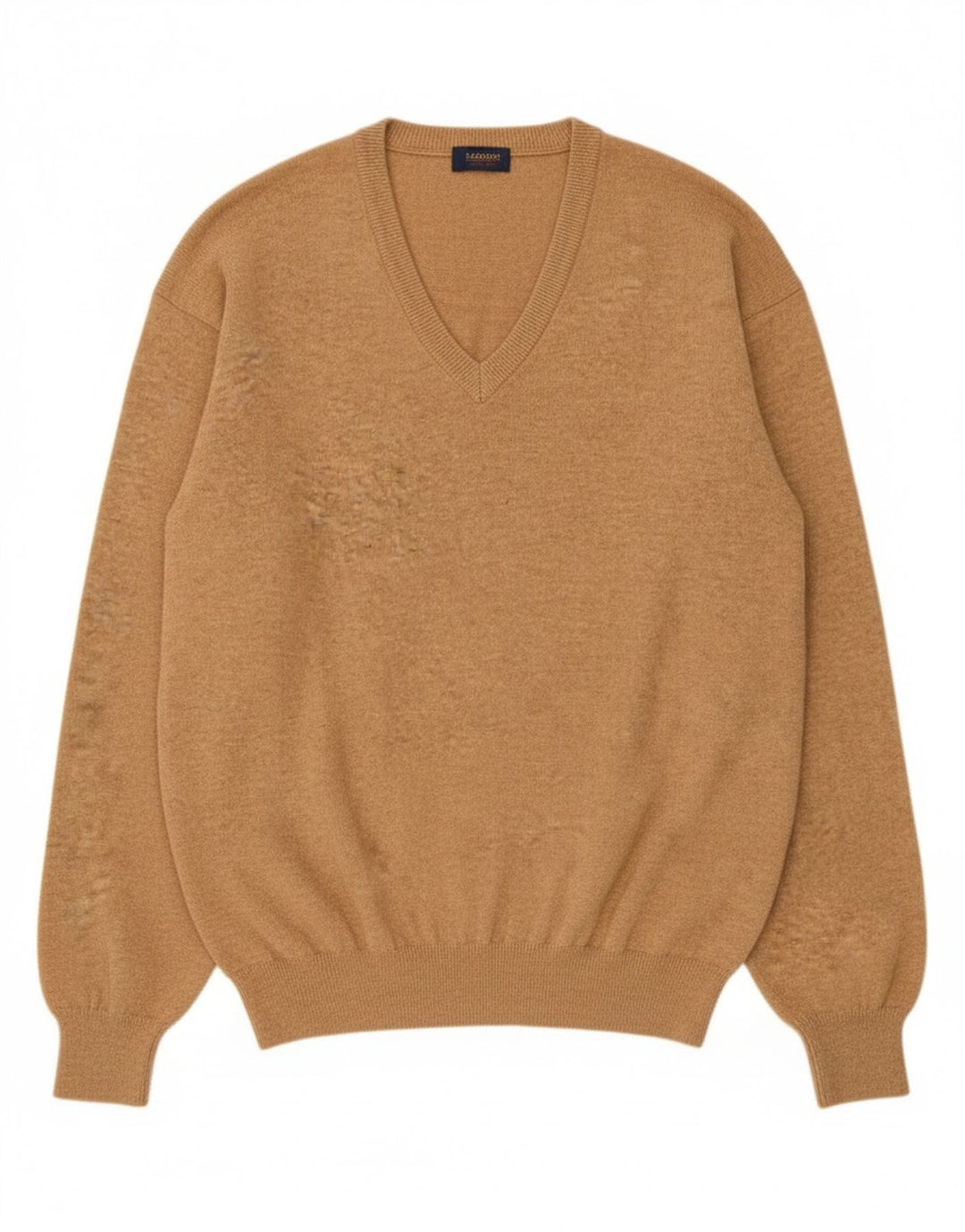 Męski sweter Massimo Dutti z dekoltem w kształcie litery V, XL, beżowa wełna