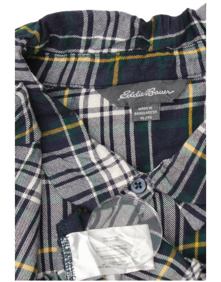Koszula flanelowa damska EDDIE BAUER UK 18 XL, wiskoza w granatową kratkę