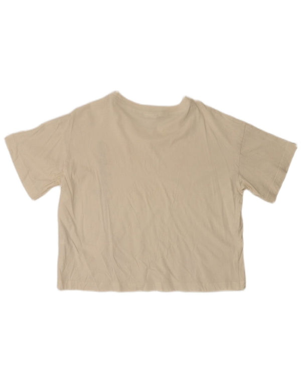 Damska koszulka Champion Crop Graphic Top UK 18 XL, biała bawełna