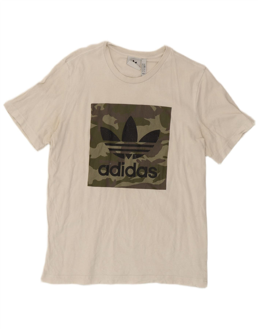 Męska koszulka z grafiką Adidas, średnia, biała bawełna w kamuflażu